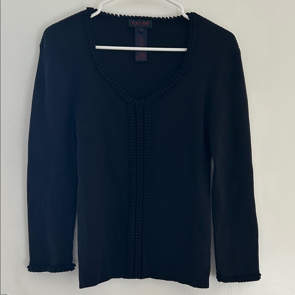 Ralph Lauren Black Ribbed Sleeve Top
